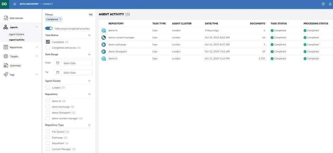 Data Discovery monitors and indexes corporate data